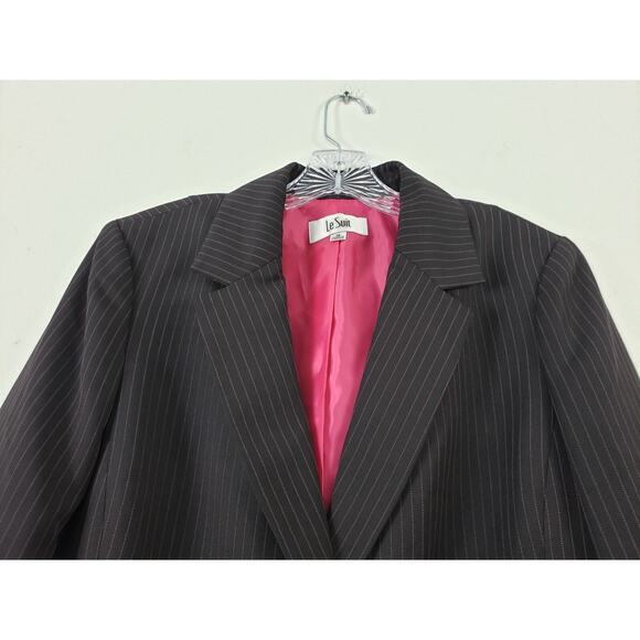 (Ma) Le Suit Jacket Womens Size 14 Lined Blazer Stripe Office Siren Office core - Picture 2 of 8